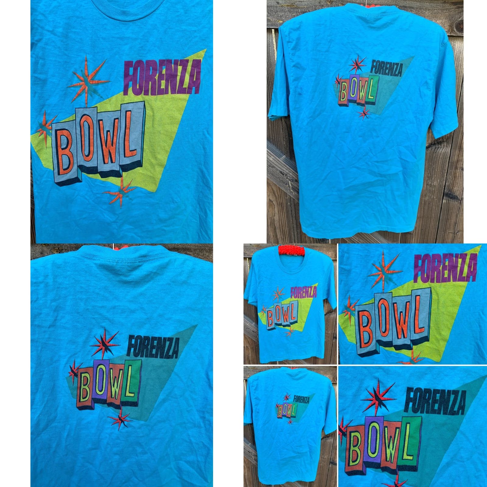 Vintage VINTAGE Forenza Bowl T Shirt Single Stitch Made In Italy 80s 1980s Size M Blue Cotton Graphic Print Men Short Sleeve Size US M / EU 48-50 / 2 - 8 Thumbnail