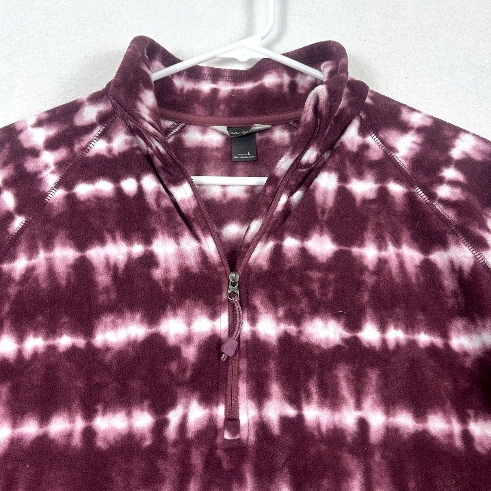 Eddie Bauer Eddie Bauer Sweater Womens Large Red Tie Dye Striped Fleece 1/4 Zip Pullover Top Size L / US 10 / IT 46 - 2 Thumbnail
