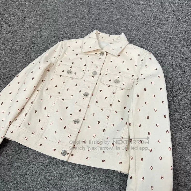 Hermes Hermes Pig Nose All-Over Printed Denim Jacket Size XXS / US 00 / IT 34 - 4 Thumbnail