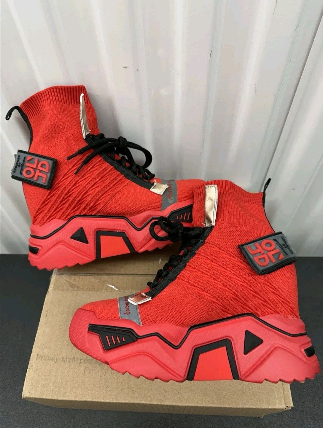 Other Anthony Wang High Top Red Sneaker Fashion Shoes Size 8 Women Size US 8 / IT 38 - 3 Thumbnail