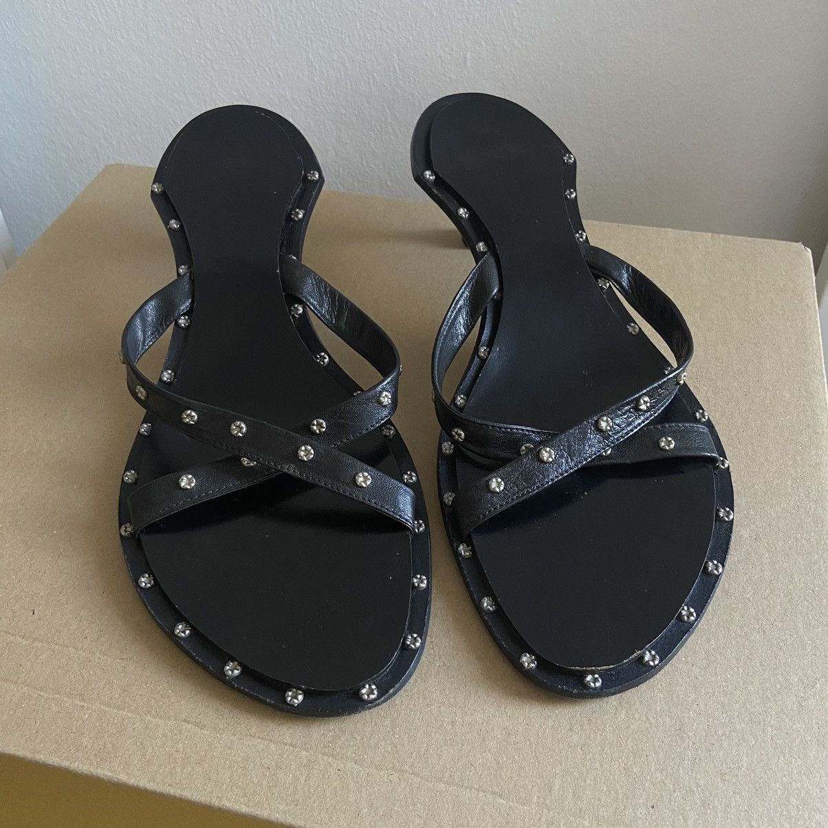 Gianni Barbato Gianni Barbato Kitten Heel Studded Sandals Size US 9 / IT 39 - 1 Thumbnail