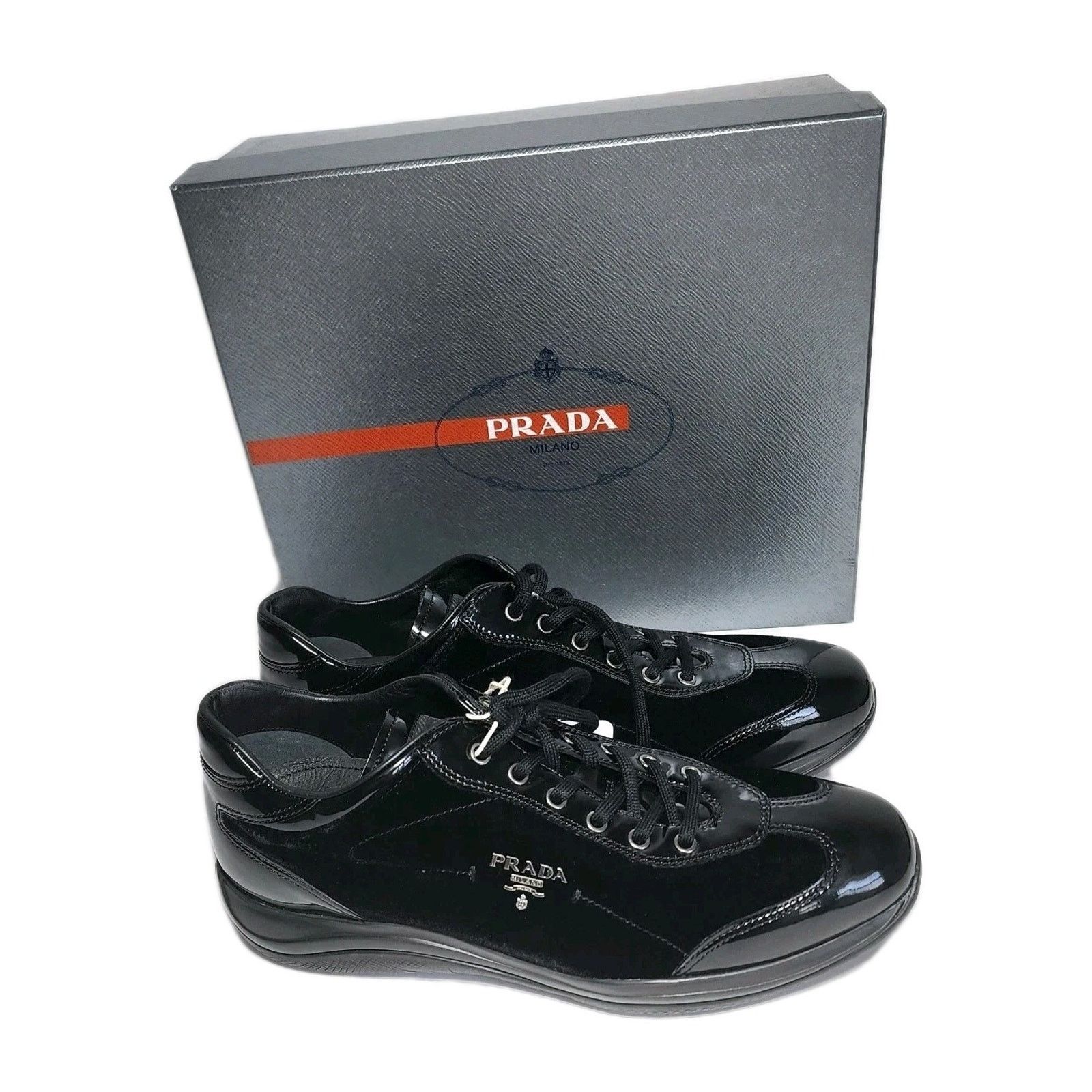 Prada Prada Sports Black Patent Leather And Velvet Top Size US9 Size US 9 / IT 39 - 1 Thumbnail