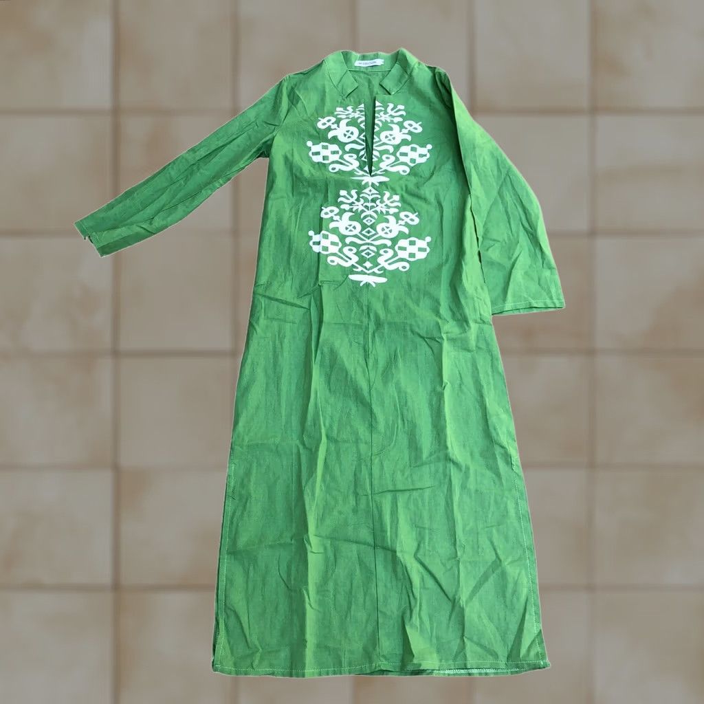 Vintage VINTAGE MISSLOOK Tunic Maxi Shirt Dress SMALL Women's Green Long Sleeve Full Length Size S / US 4 / IT 40 - 1 Thumbnail