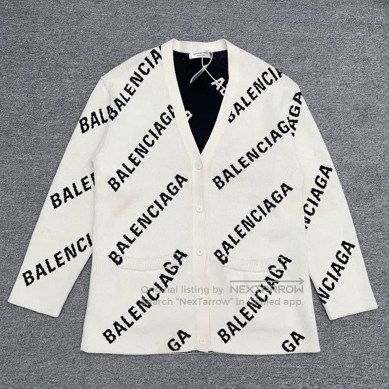Balenciaga Balenciaga Barrage Printed White Knit Cardigan Size US S / EU 44-46 / 1 - 1 Thumbnail