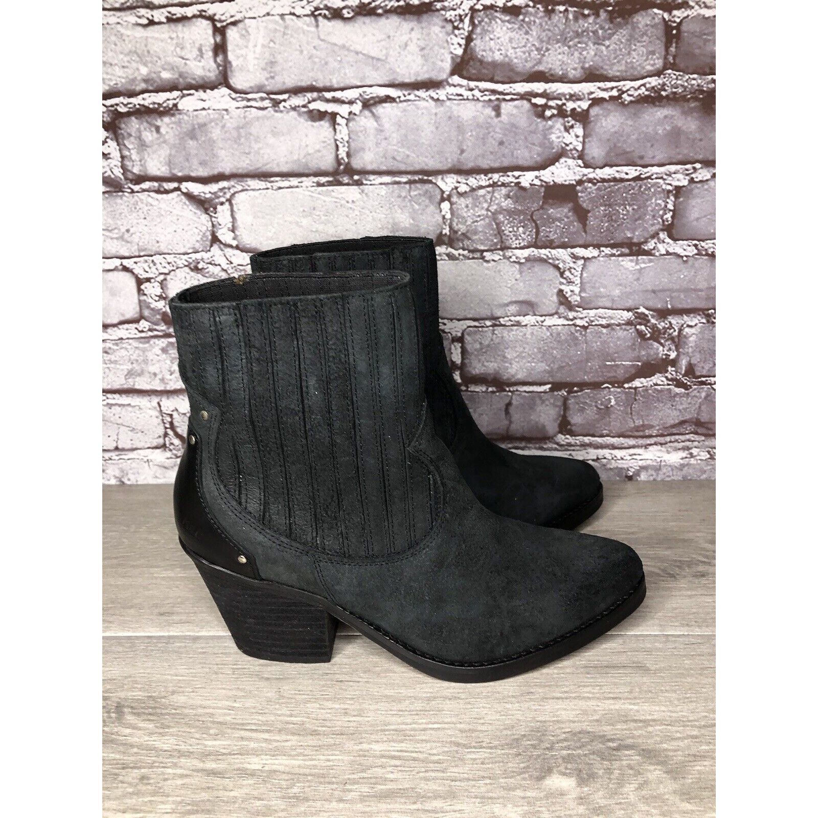 Other Musse & Cloud Black Suede Leather Chelsea Block Heel Boots W Size US 10 / IT 40 - 21 Thumbnail
