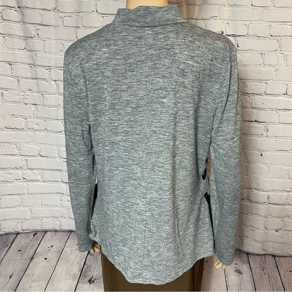 Calvin Klein Calvin Klein Grey Long Sleeve High Neck Side Lace Up Top Si Size L / US 10 / IT 46 - 5 Thumbnail