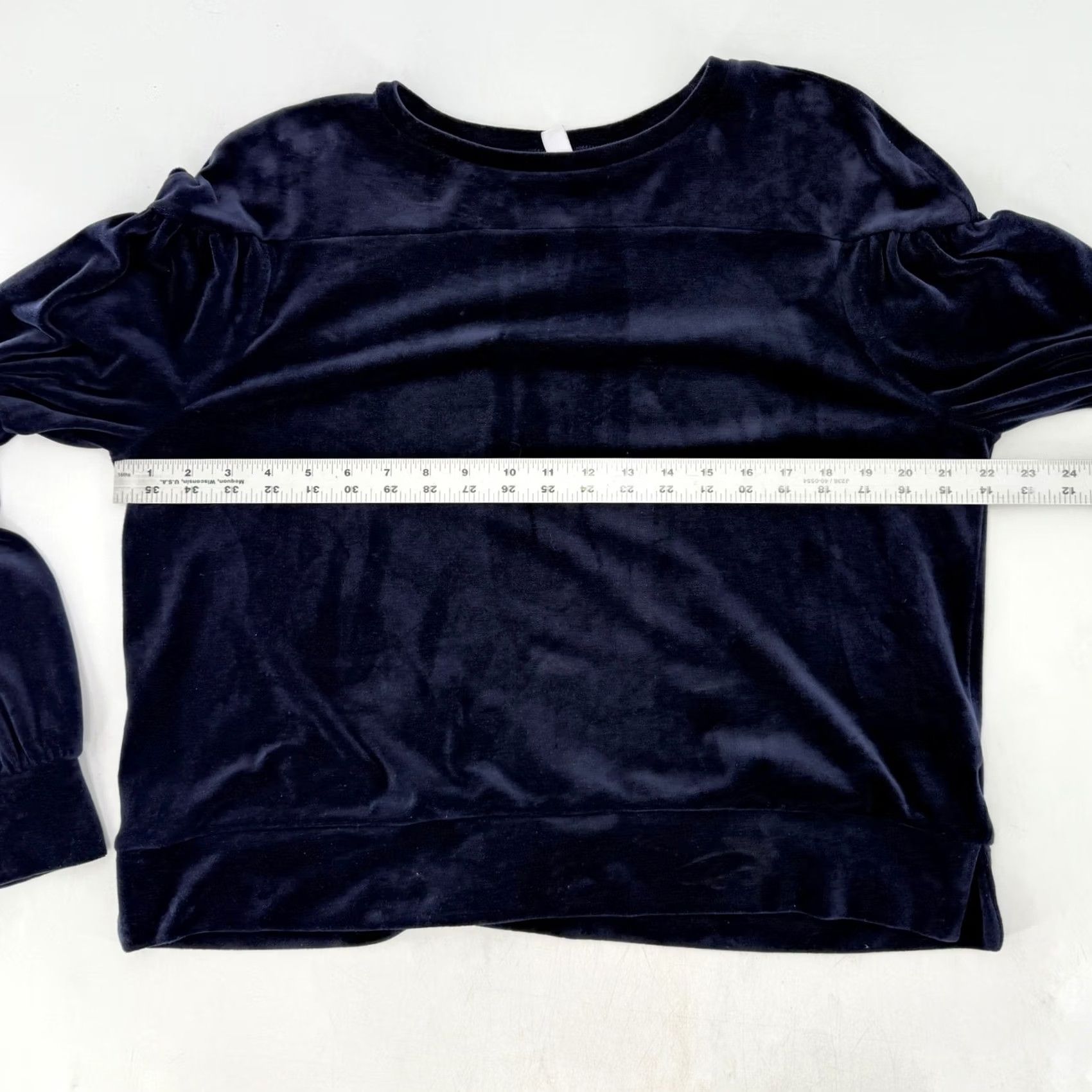 Vintage BP Women's Velour Balloon Sleeve Crewneck Top Blue Size Medium Shirt Blouse Adult Womens 90s? Size M / US 6-8 / IT 42-44 - 8 Thumbnail