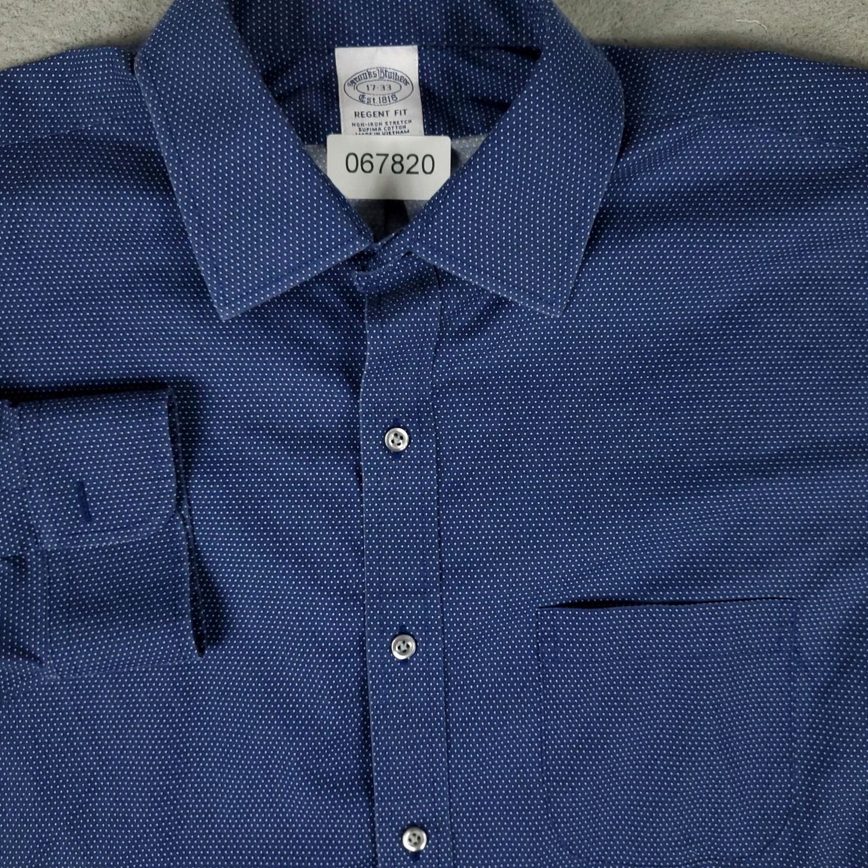 Brooks Brothers Brooks Brothers Shirt Mens 17 Blue Micro Dot Regent Dress Button Up Long Sleeve REGULAR Adult Medium Blue Spotted 100% Cotton Button-Down Cuff Mens Size 46R - 2 Thumbnail
