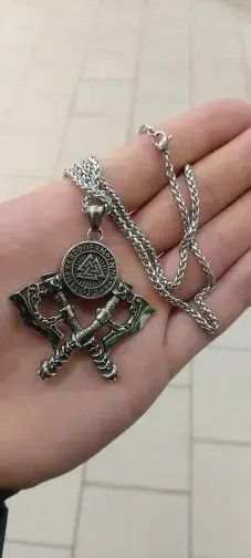 Japanese Brand Men's Stainless Steel Exquisite Double Axe Pendant Necklace Size ONE SIZE - 3 Thumbnail