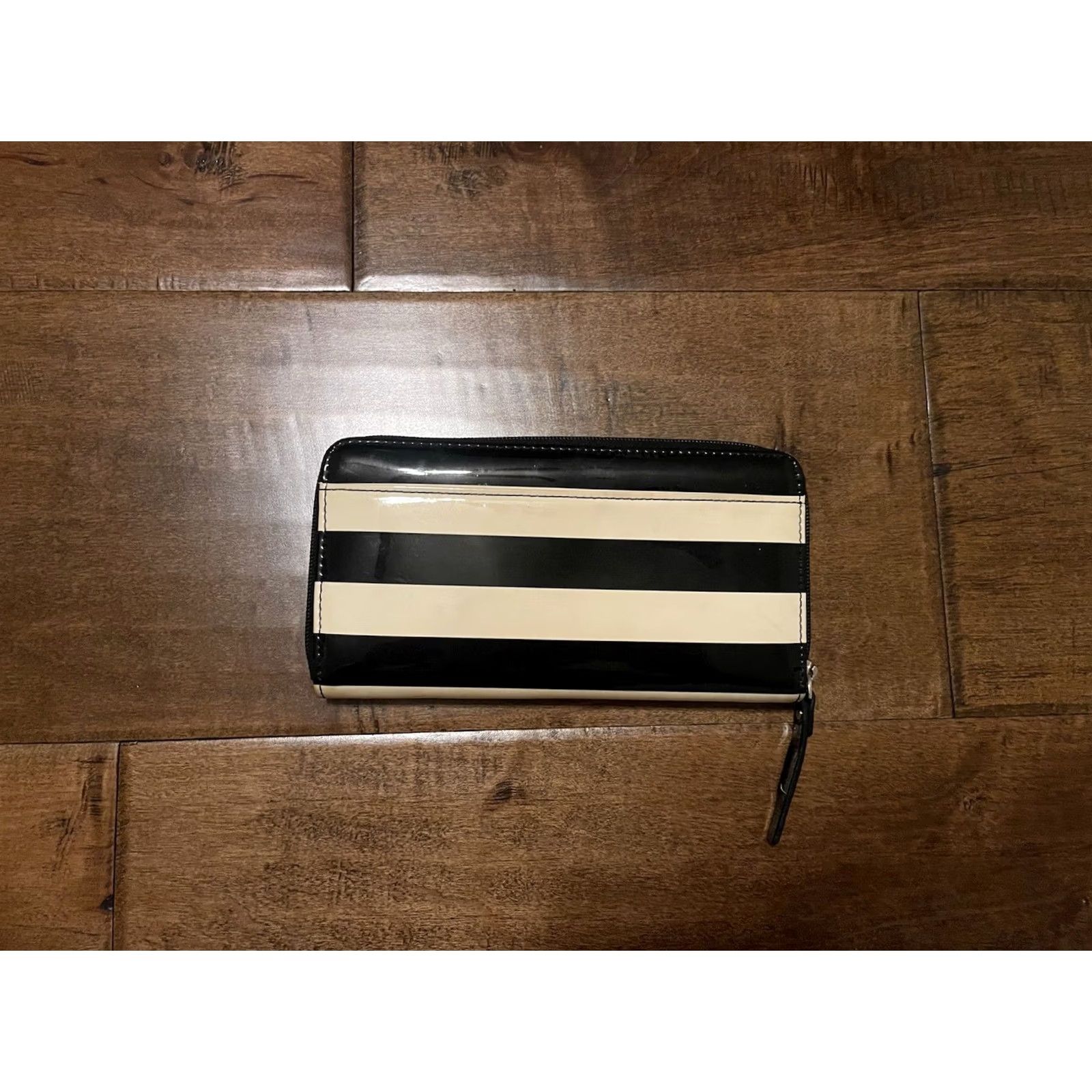 Vintage Kate Spade Penn Valley Neda Wallet Zip-Around Accordion Black Cream Striped Size ONE SIZE - 3 Thumbnail