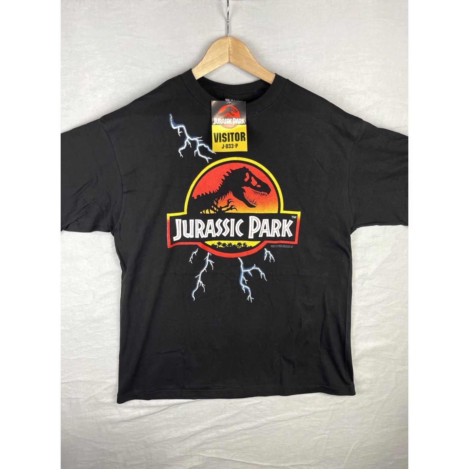 Vintage VINTAGE Jurassic Park Shirt Mens XL Black Lighting T Rex Movie Promo 90s Tee Size US XL / EU 56 / 4 - 2 Thumbnail