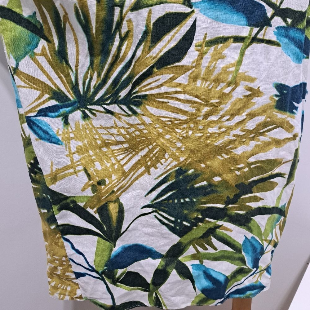 Chicos Chico's Linen Palm Print Tunic Wedge Short Dress Multi- Colo Size L / US 10 / IT 46 - 12 Thumbnail