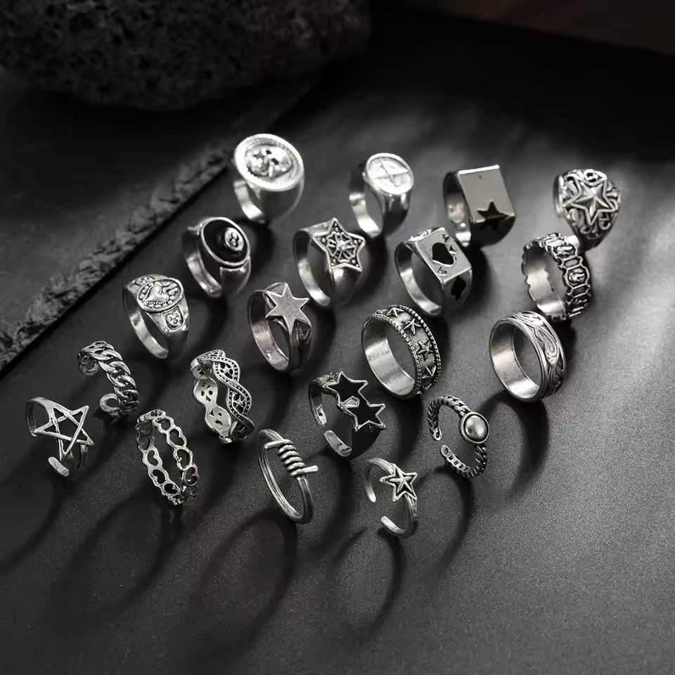 Jewelry 20 pieces/ set Square Oil Drip Ring Sets Size ONE SIZE - 5 Thumbnail
