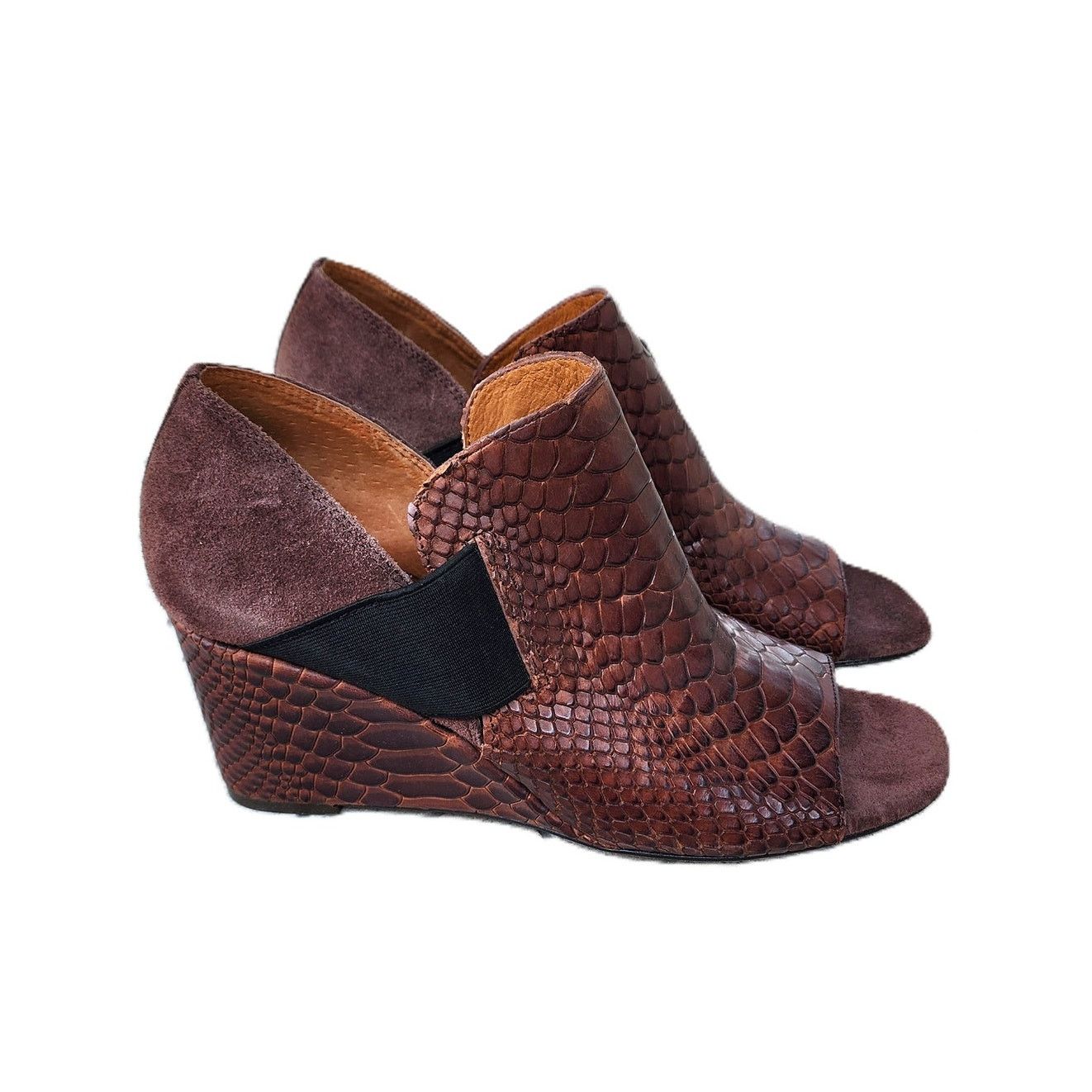 Donald Pliner Donald Pliner Lizzy Snake Embossed Leather Wedge Sandals Size US 8.5 / IT 38.5 - 2 Thumbnail