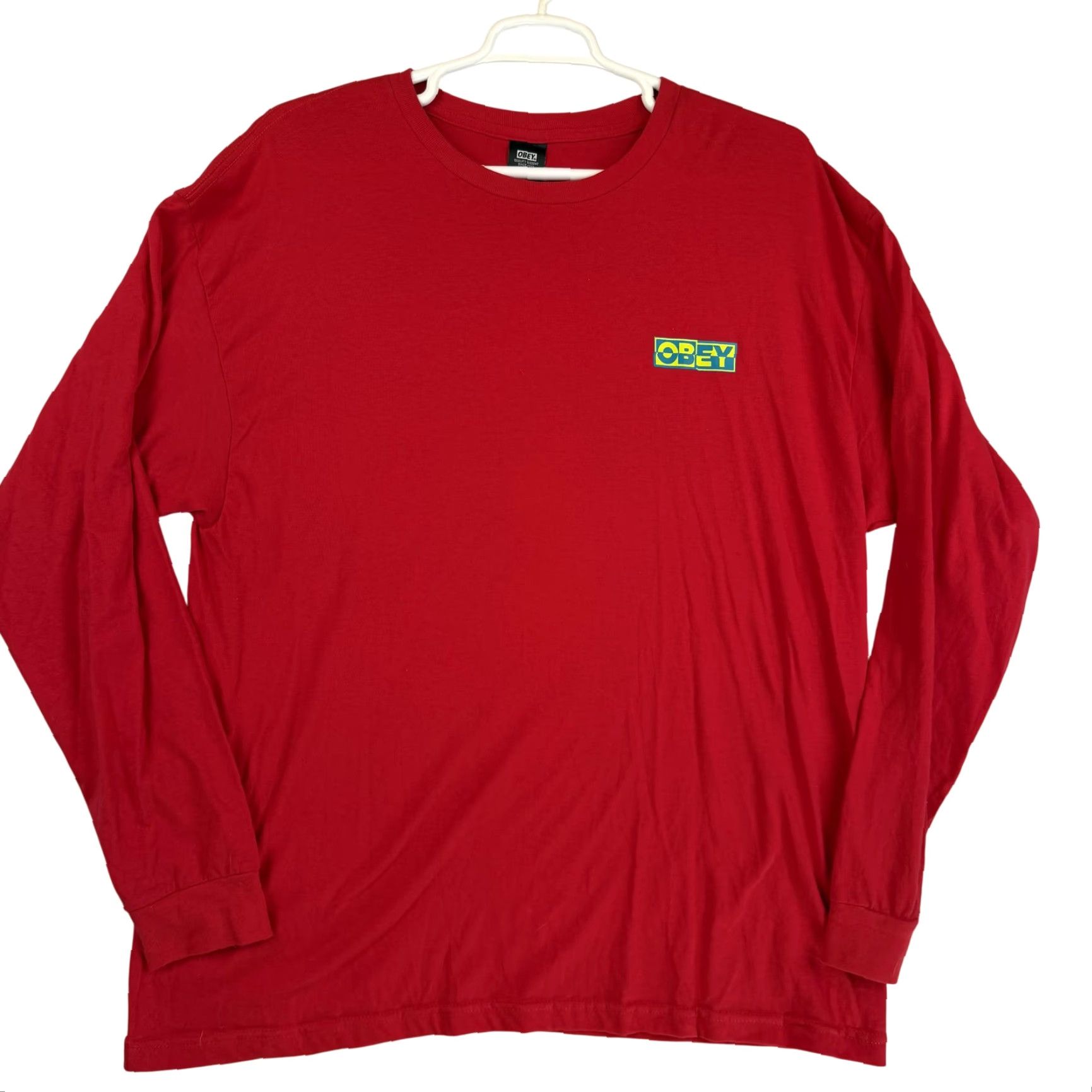 Obey OBEY Shirt Mens 2XL Red Long Sleeve Graphic Print Streetwear Logo Back Print Size US XXL / EU 58 / 5 - 2 Thumbnail