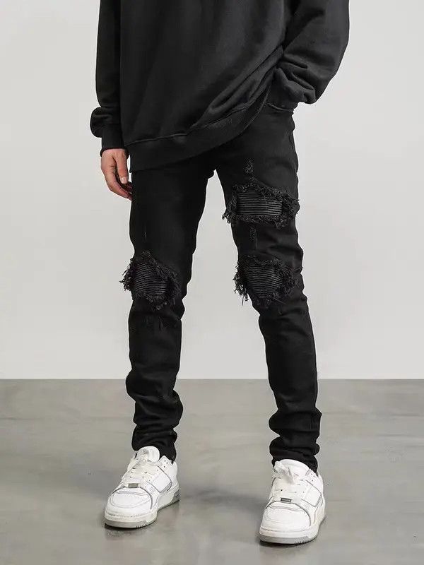 Japanese Brand VIBE High street motorcycle patchwork ripped patch jeans Size US 32 / EU 48 - 2 Thumbnail