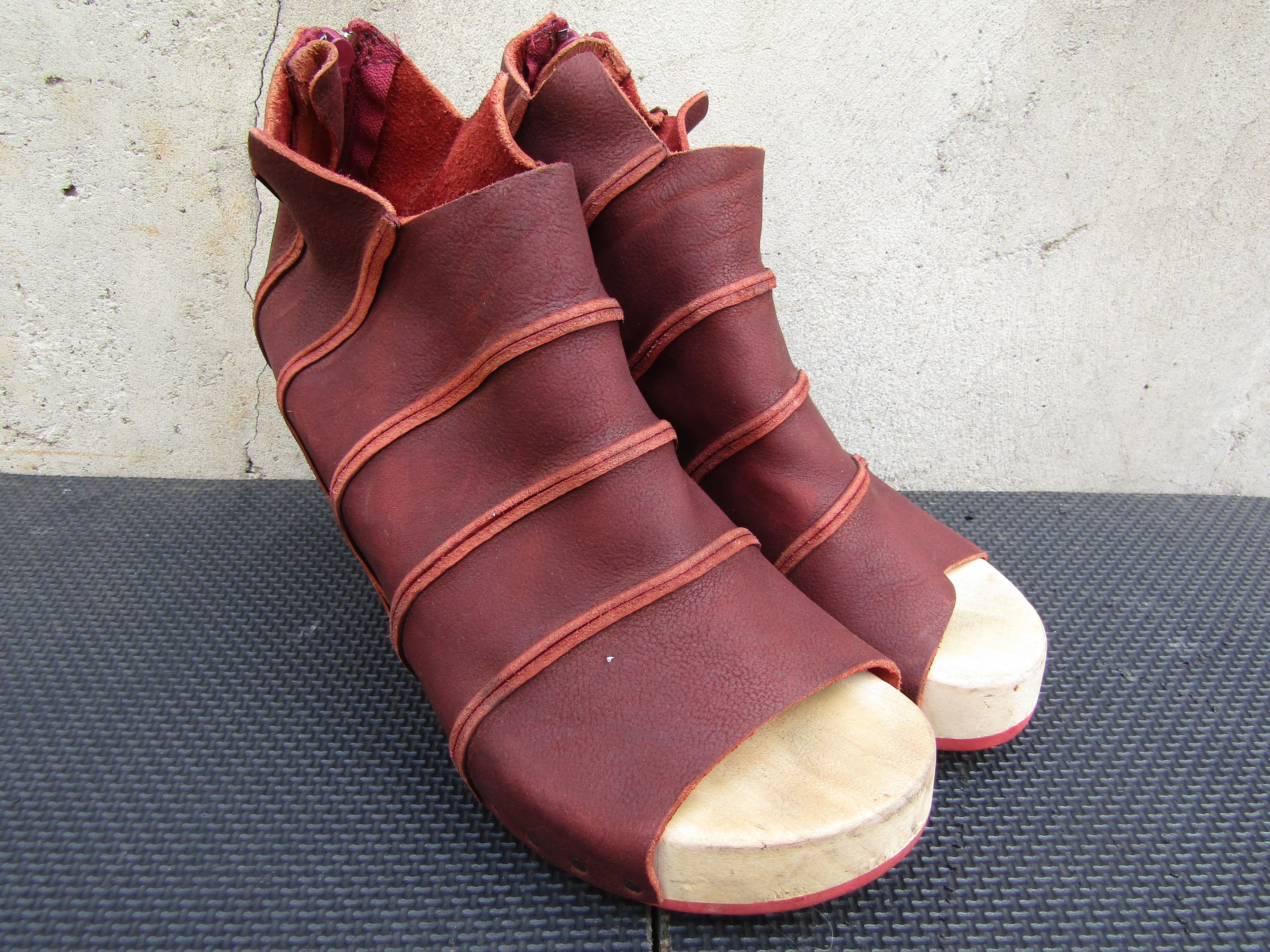 Trippen Trippen Womens Open Toe Leather Wedge Heels Germany Wood Size US 9 / IT 39 - 9 Thumbnail