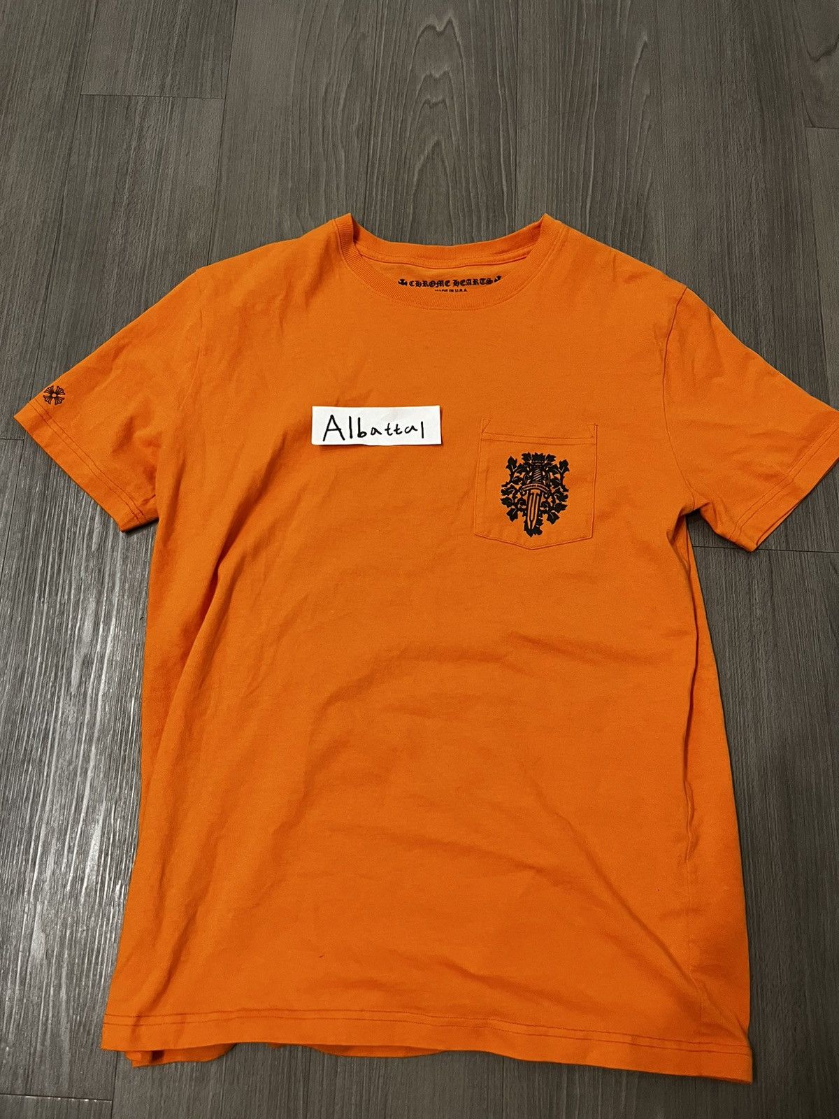image of Chrome Hearts Orange Dagger Tee, Men's (Size Medium)
