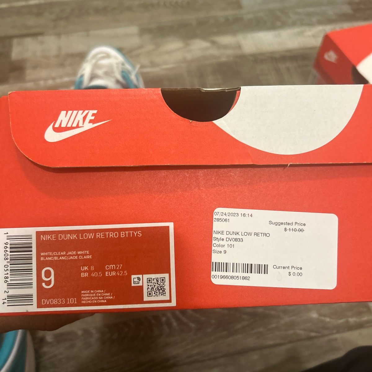 Nike Nike Dunk Low 'Clear Jade' teal and white dunks Size US 9 / EU 42 - 7 Thumbnail