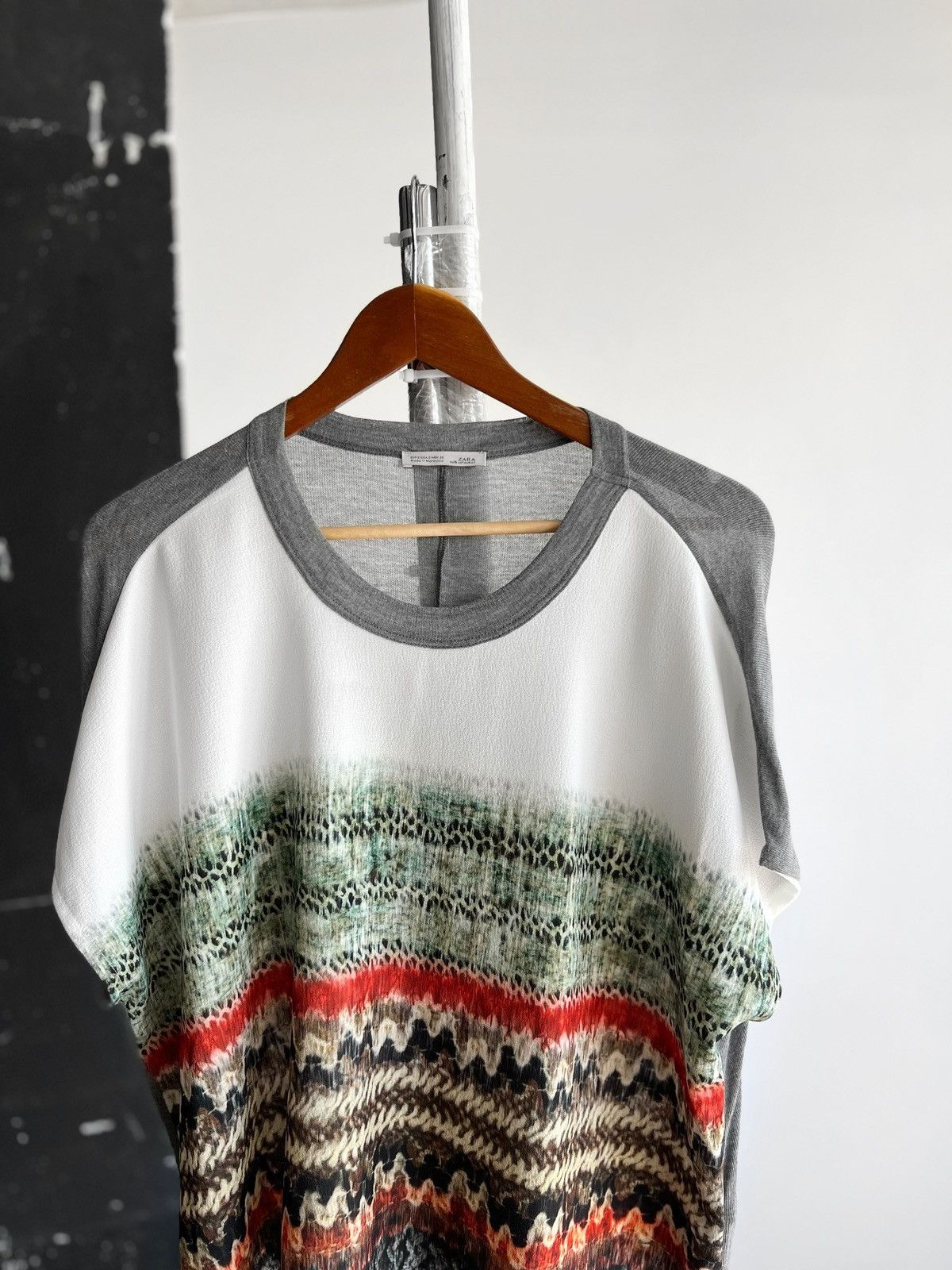 Zara Zara Women’s Multicolor Oversize Short Sleeve Top Shirt Grailed