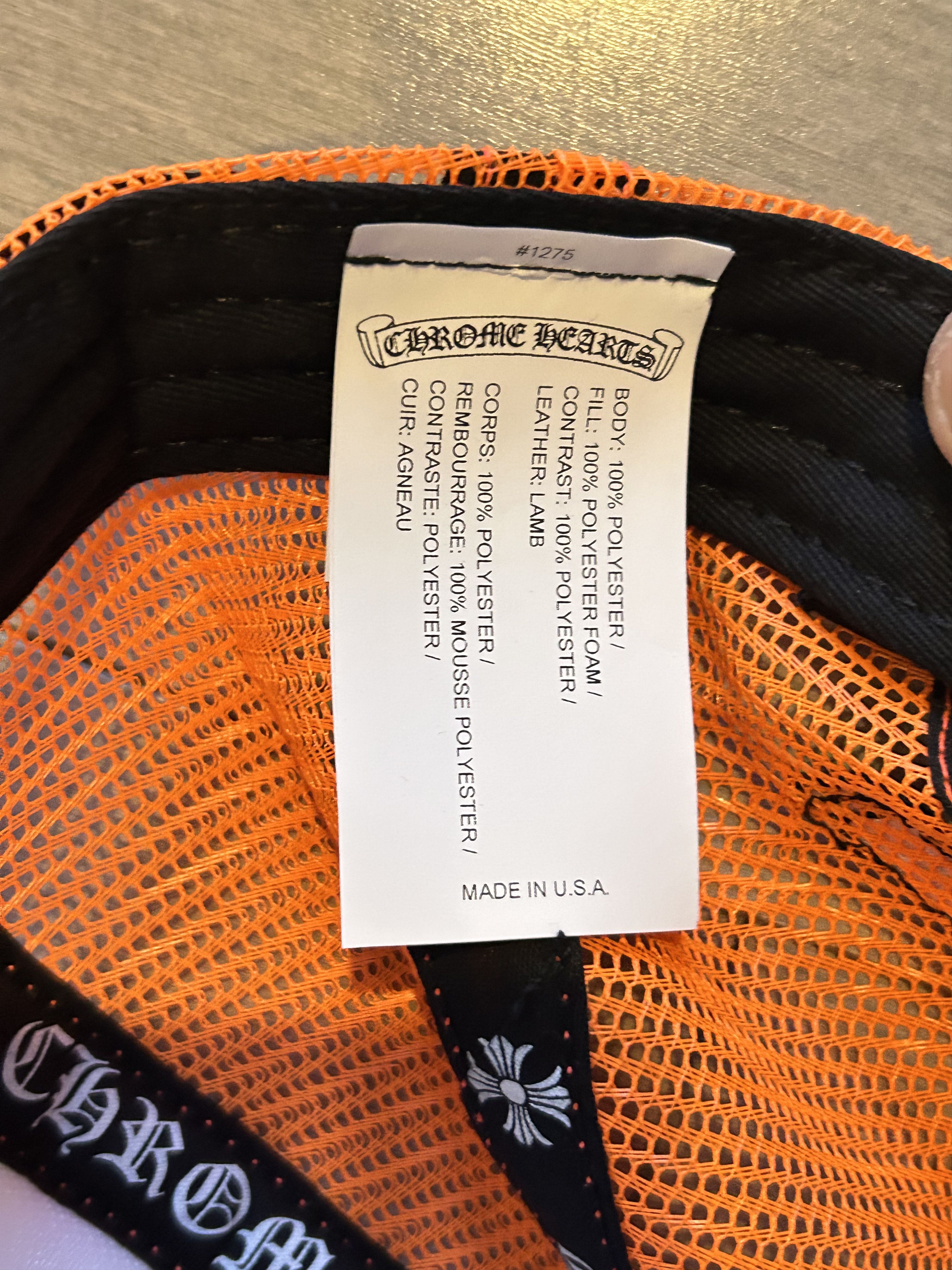 Chrome Hearts Chrome Hearts Cemetery Leather Patch Trucker Hat Orange Size ONE SIZE - 4 Thumbnail