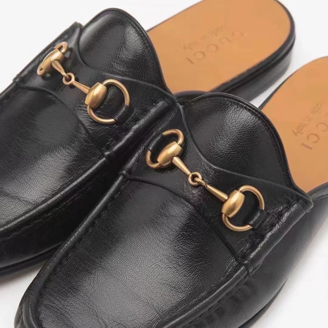 Gucci Gucci Black Leather Horsebit Loafers Slip-On Mule Shoes Size Size US 8.5 / IT 38.5 - 3 Thumbnail