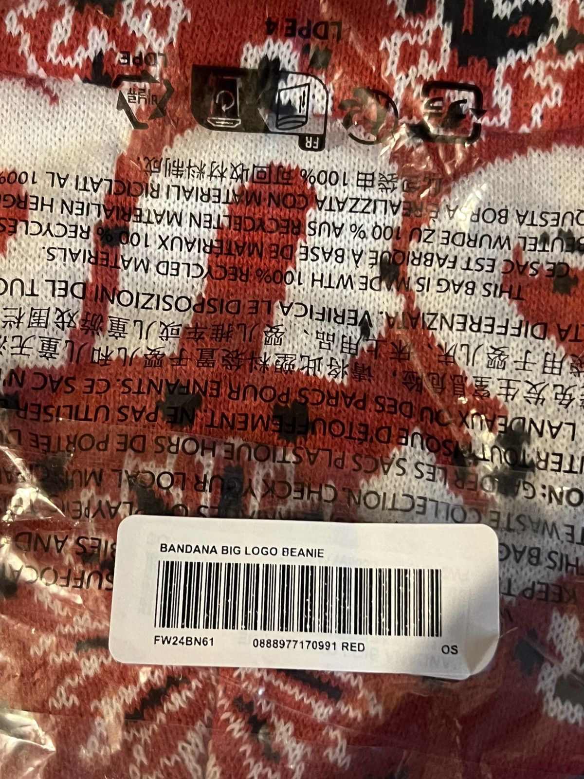 Supreme Supreme Bandana Big Logo Beanie (Red) Size ONE SIZE - 3 Thumbnail
