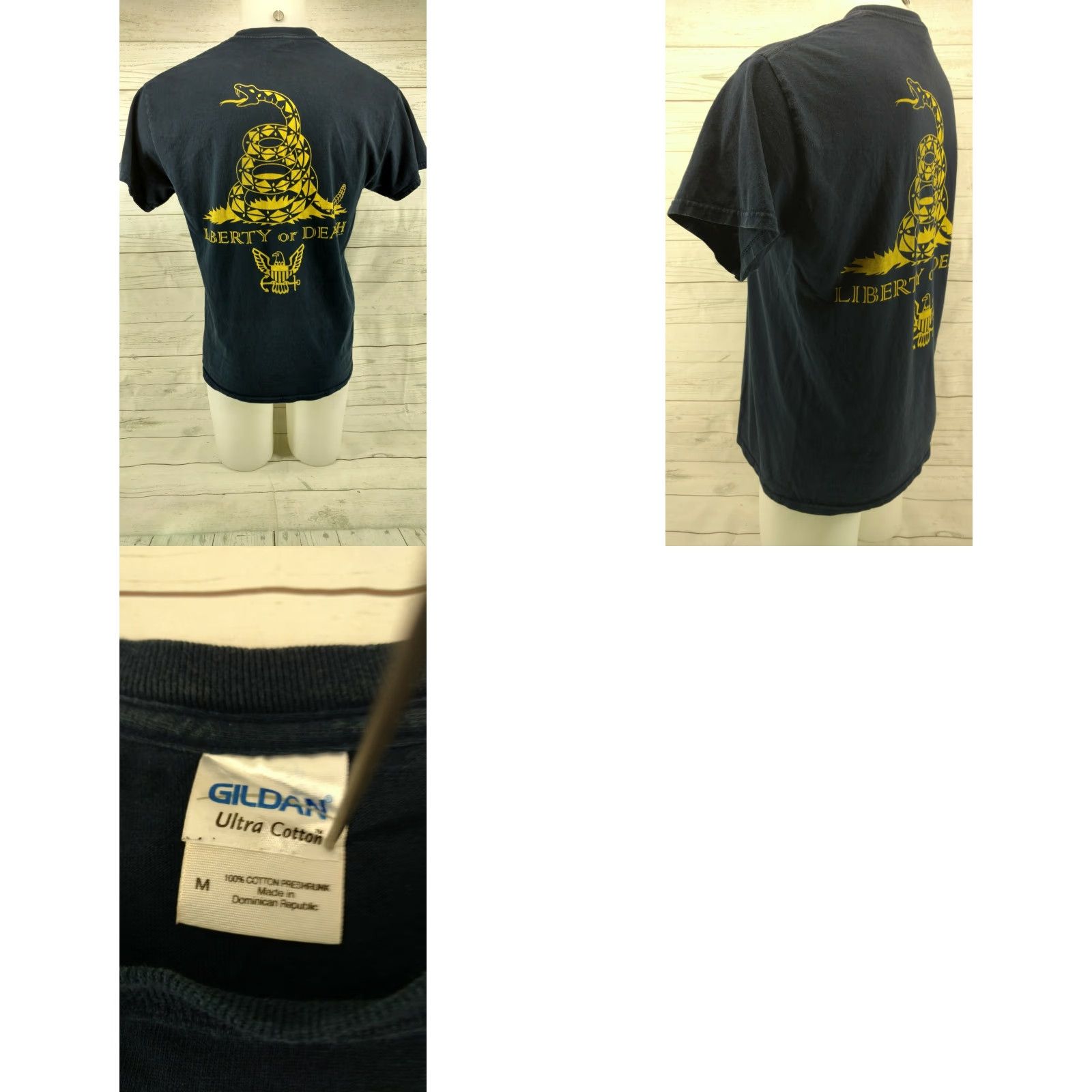 Jerzees Don't Tread on Me T-Shirt Blue Medium Jerzees Cotton Short Sleeve Mens Shirt Rattlesnake Liberty or Death Gadsden Size US M / EU 48-50 / 2 - 8 Thumbnail