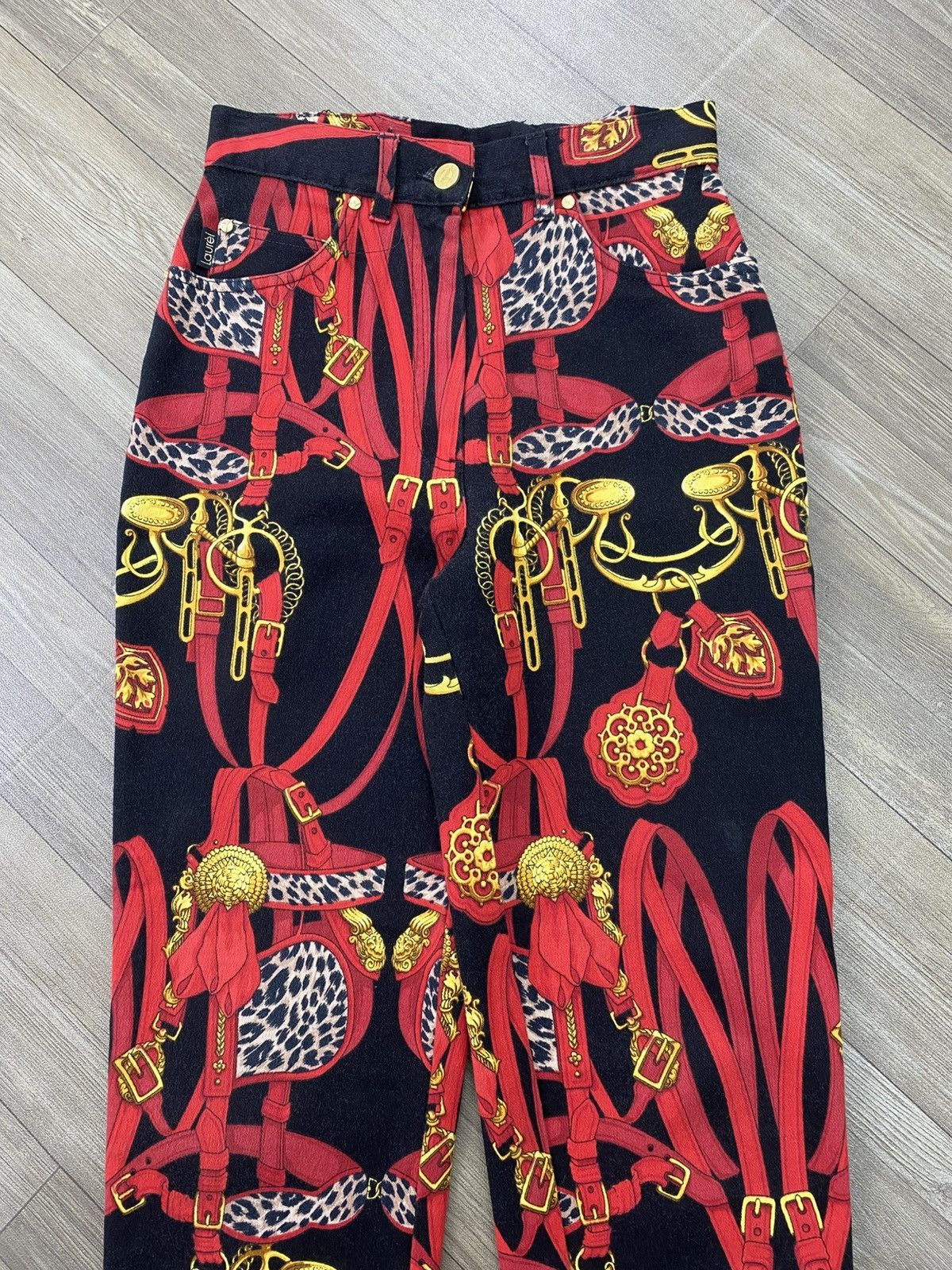 Japanese Brand Vintage Laurel Baroque Equestrian Chanis Scarf Print Pants Size US 27 - 4 Thumbnail