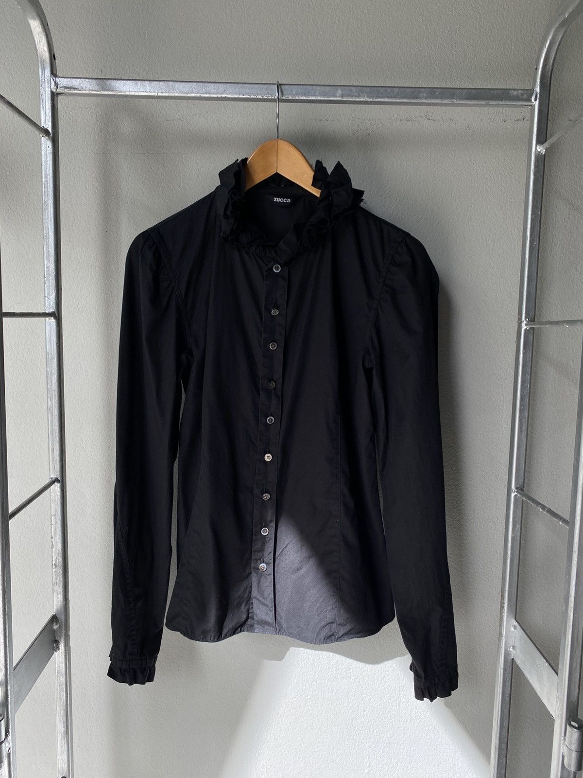 Zucca ZUCCA Black Ruffle-Collar Button-Up Blouse Size S / US 4 / IT 40 - 13 Thumbnail