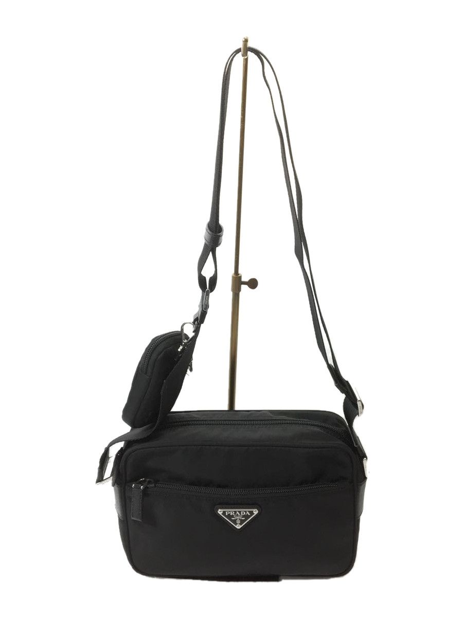 image of Prada Monogram Shoulder Bag Nylon Black, Women's