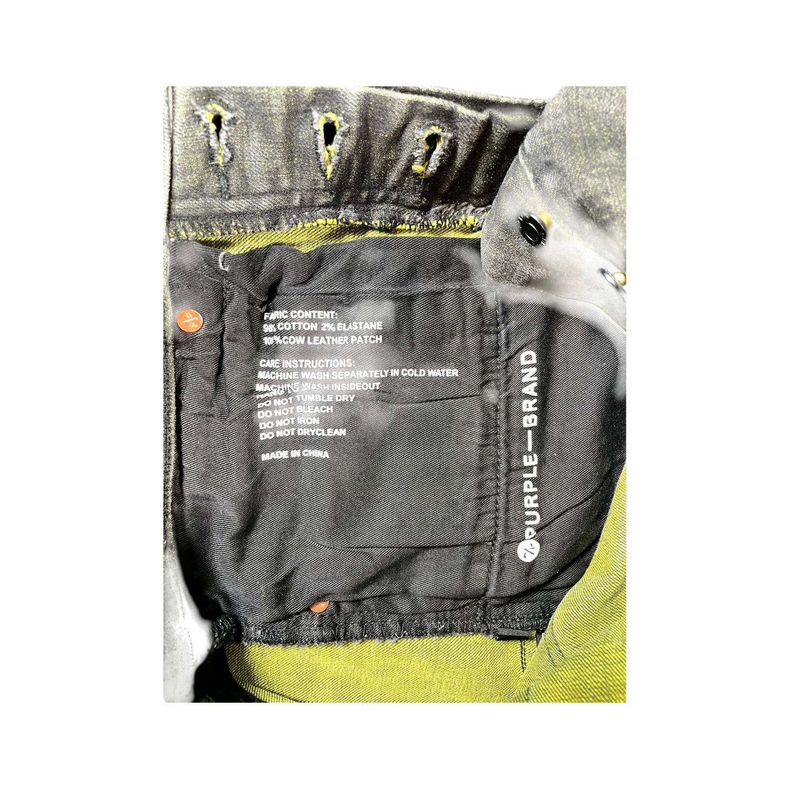 Purple Brand Purple Brand "Shotgun" Black Wash & Yellow Jeans Size US 29 - 7 Thumbnail
