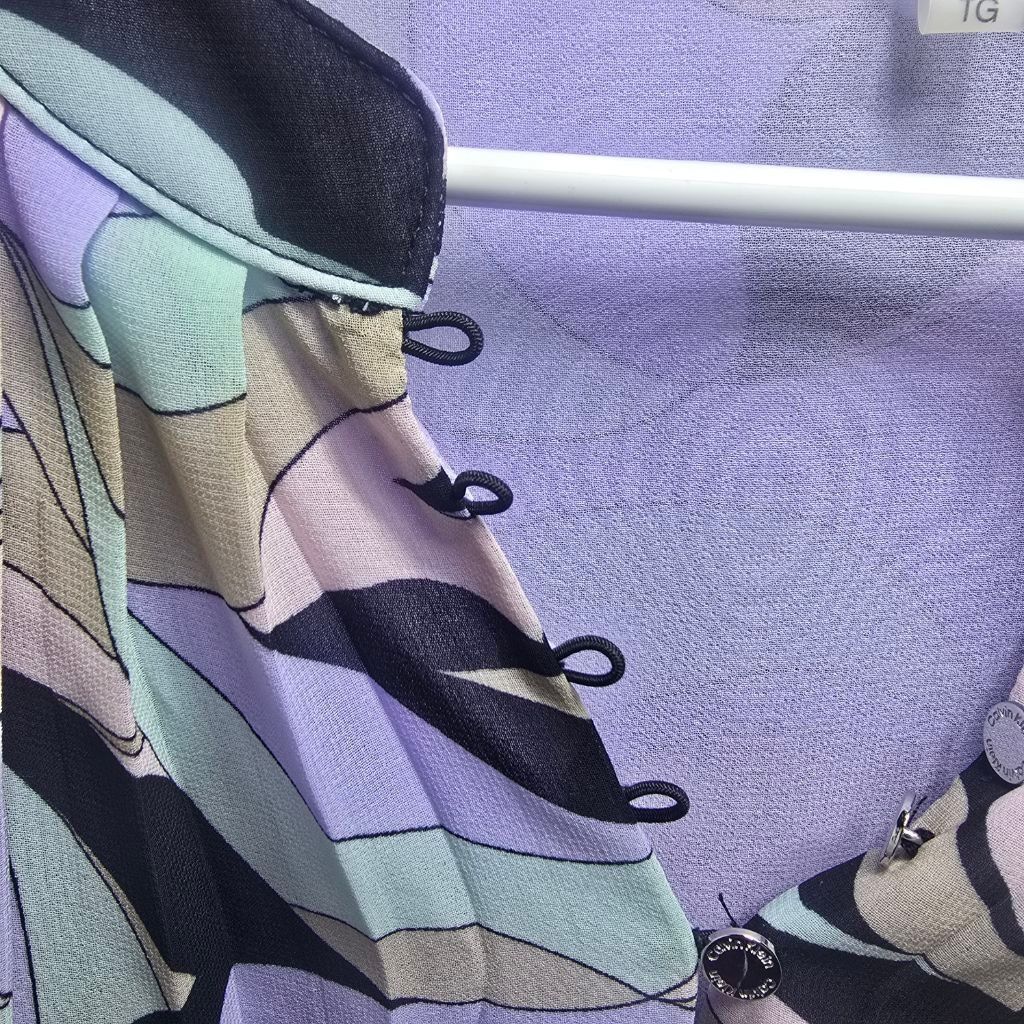 Calvin Klein Women's Calvin Klein Blouse XL Purple Green Abstract Print Size XL / US 12-14 / IT 48-50 - 3 Thumbnail
