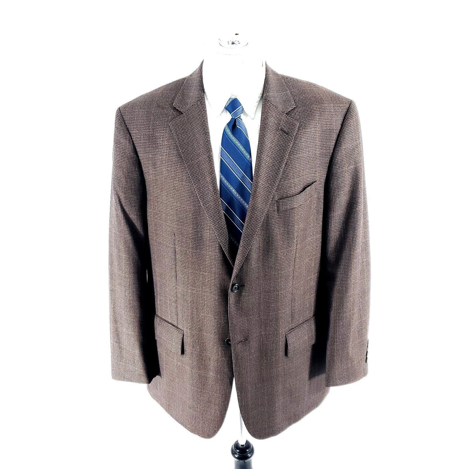 Nautica Nautica Wool 2 Button Sport Coat 44R Beige Blue Brown Hounds Size 44R - 3 Thumbnail