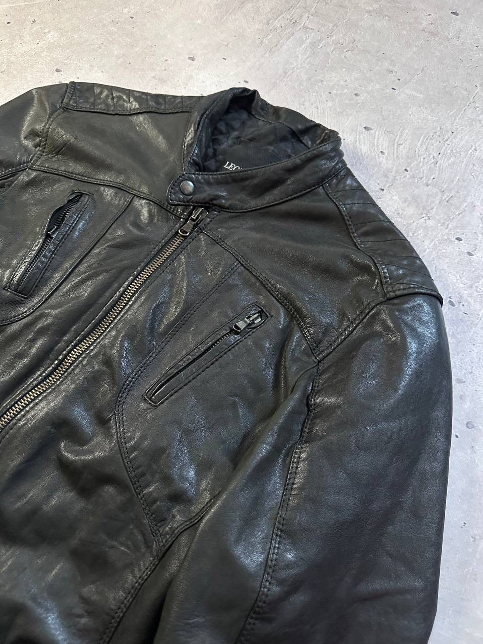 Leather Leonardo Black Leather Biker Jacket Y2K Avant Garde MOTO Size US L / EU 52-54 / 3 - 6 Thumbnail