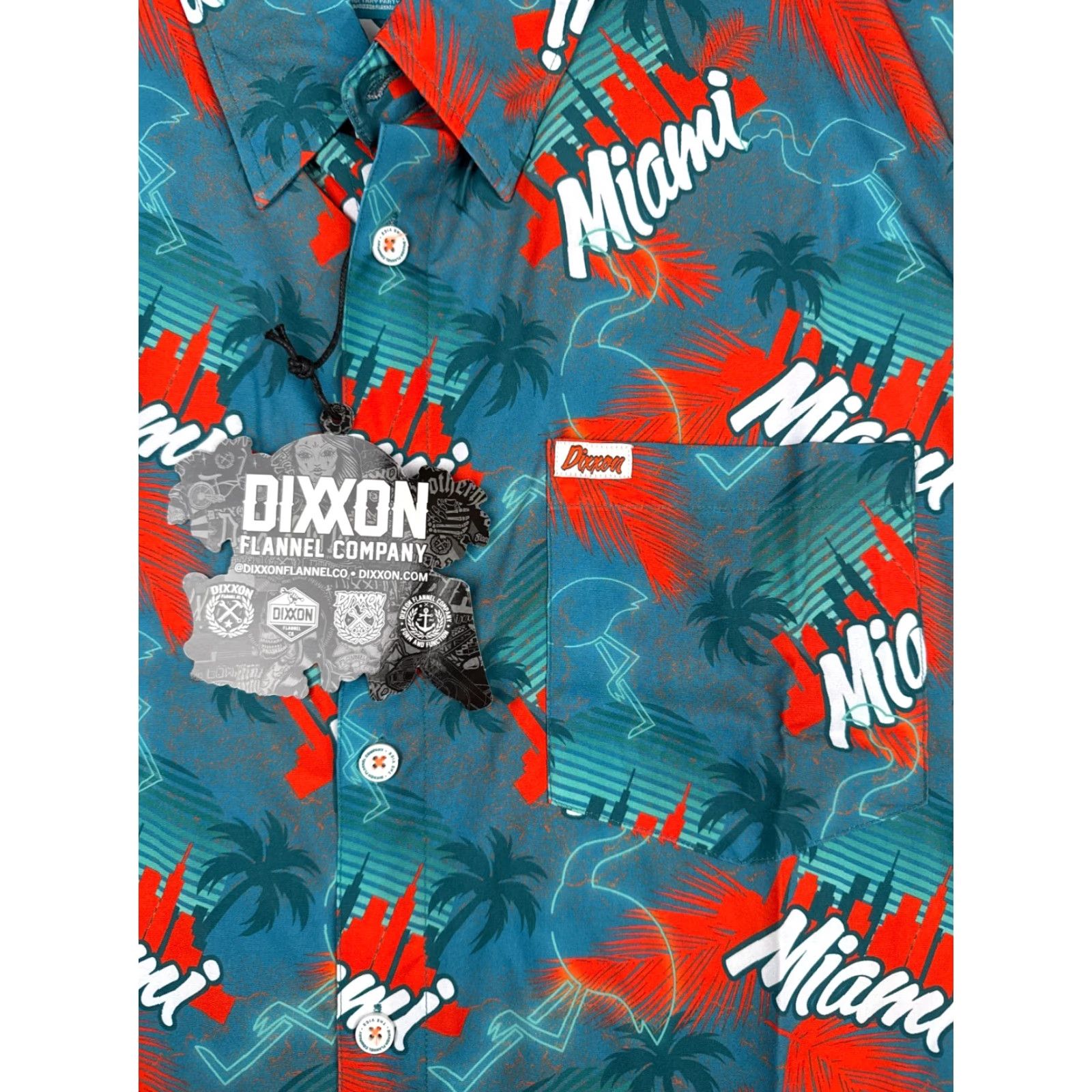 Vintage Dixxon Shirt Men 2XL XXL Red Blue Party Shirt The Vice Miami Flamingo Poly NEW Size US XXL / EU 58 / 5 - 6 Thumbnail