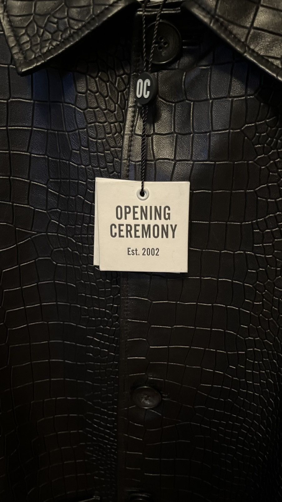 Opening Ceremony Opening Ceremony Black Croc Embossed Button Leather Jacket Size US XS / EU 42 / 0 - 5 Thumbnail