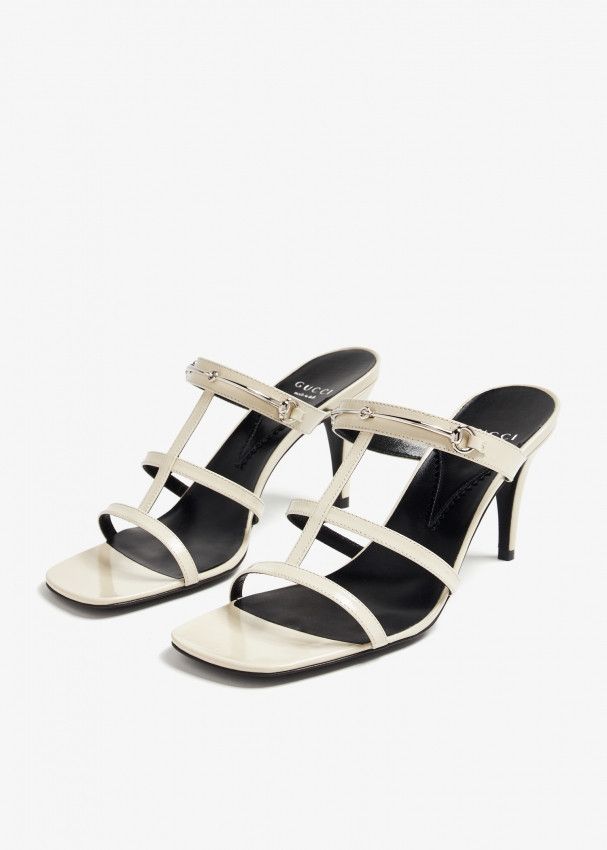 Gucci o1s1wg110225 Women's Slim Horsebit Slide Sandals in White Size US 5.5 / IT 35.5 - 4 Thumbnail