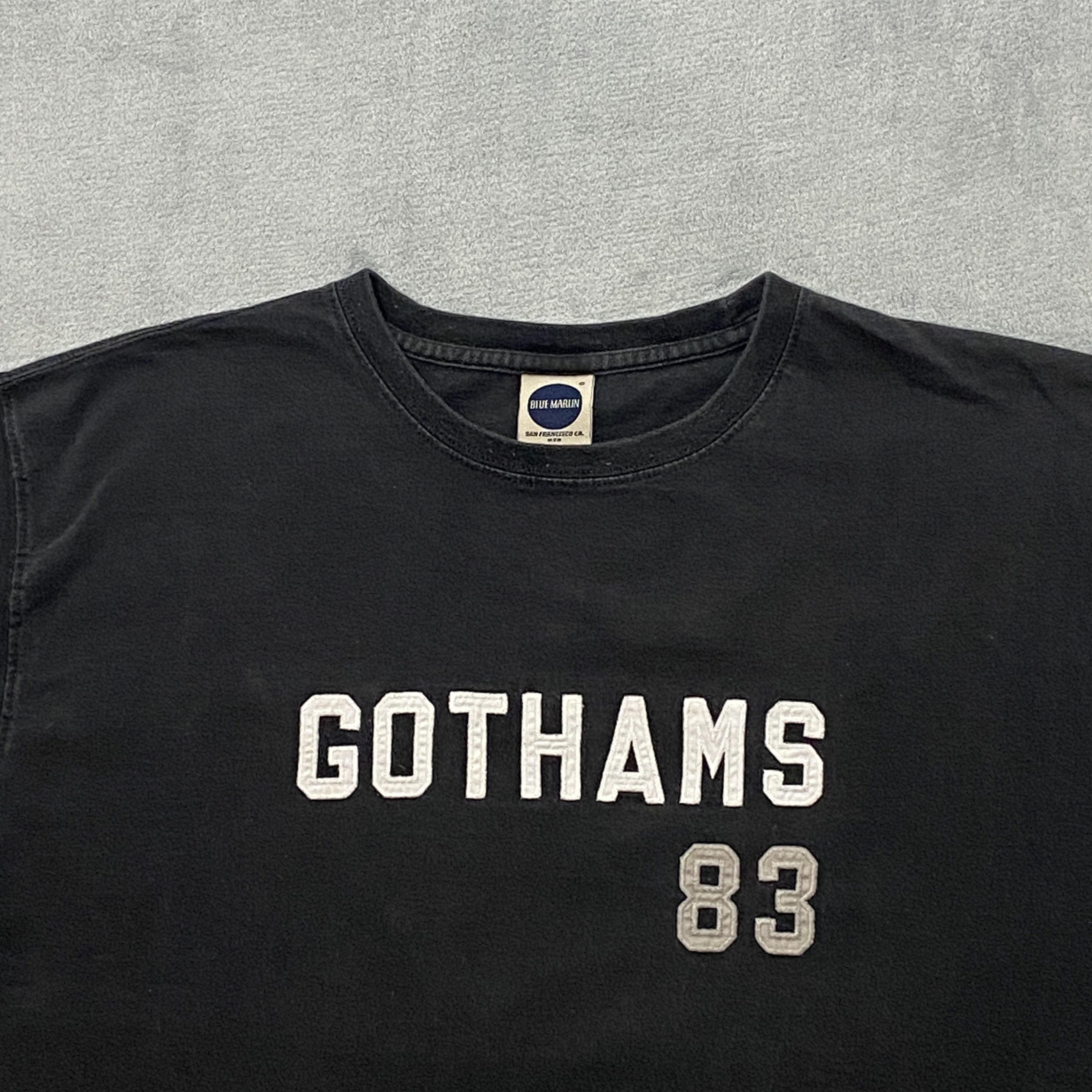 Blue Marlin × Vintage T Shirt Men Large Black GOTHAMS 83 Embroidered Short Sleeve Size US L / EU 52-54 / 3 - 5 Thumbnail