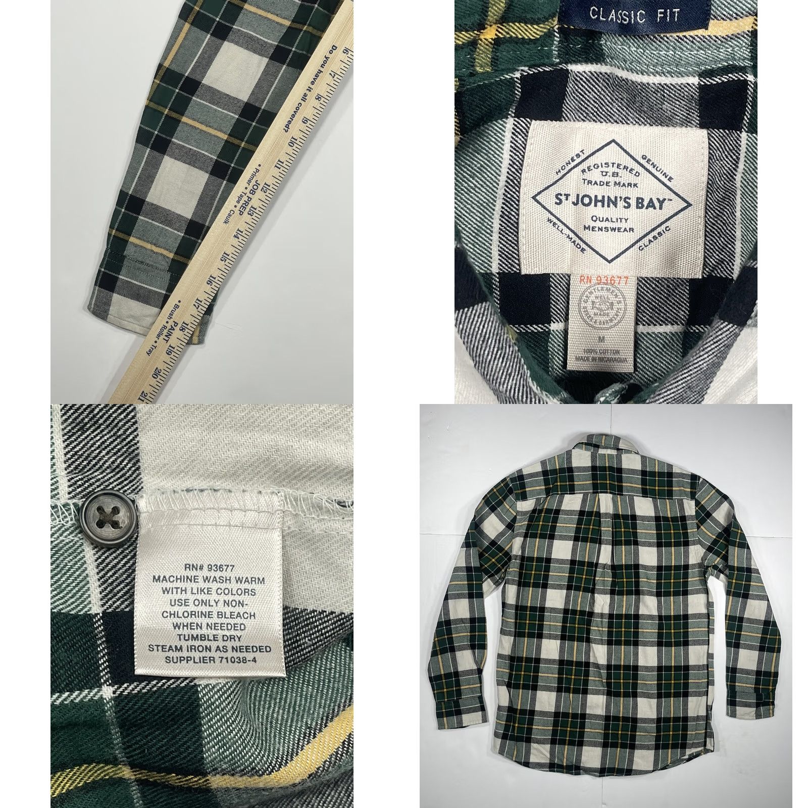 St. John St. John’s Bay Mens Plaid LongSleeve Flannel Button Front Shirt M Color Gold Size US M / EU 48-50 / 2 - 8 Thumbnail