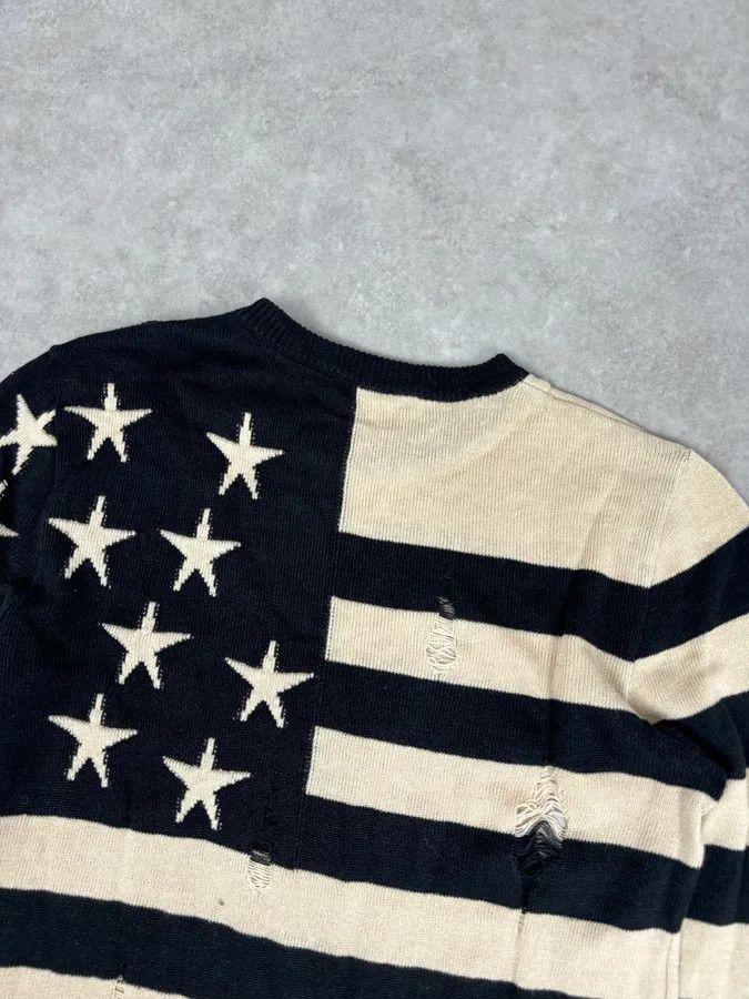 Balmain SS2016 Balmain Black Cream Linen Stars Ripped Sweater Size US L / EU 52-54 / 3 - 6 Thumbnail