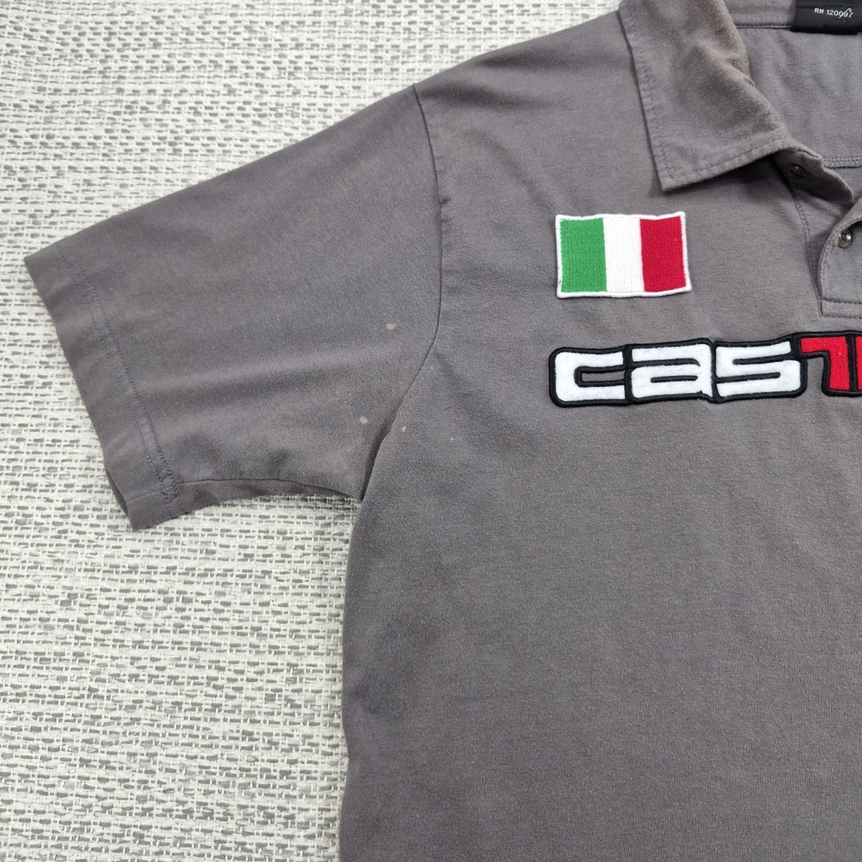 Vintage Castelli Polo Shirt Mens XL Gray Solid Italian Flag Logo Cycling Jersey Casual Size US XL / EU 56 / 4 - 4 Thumbnail