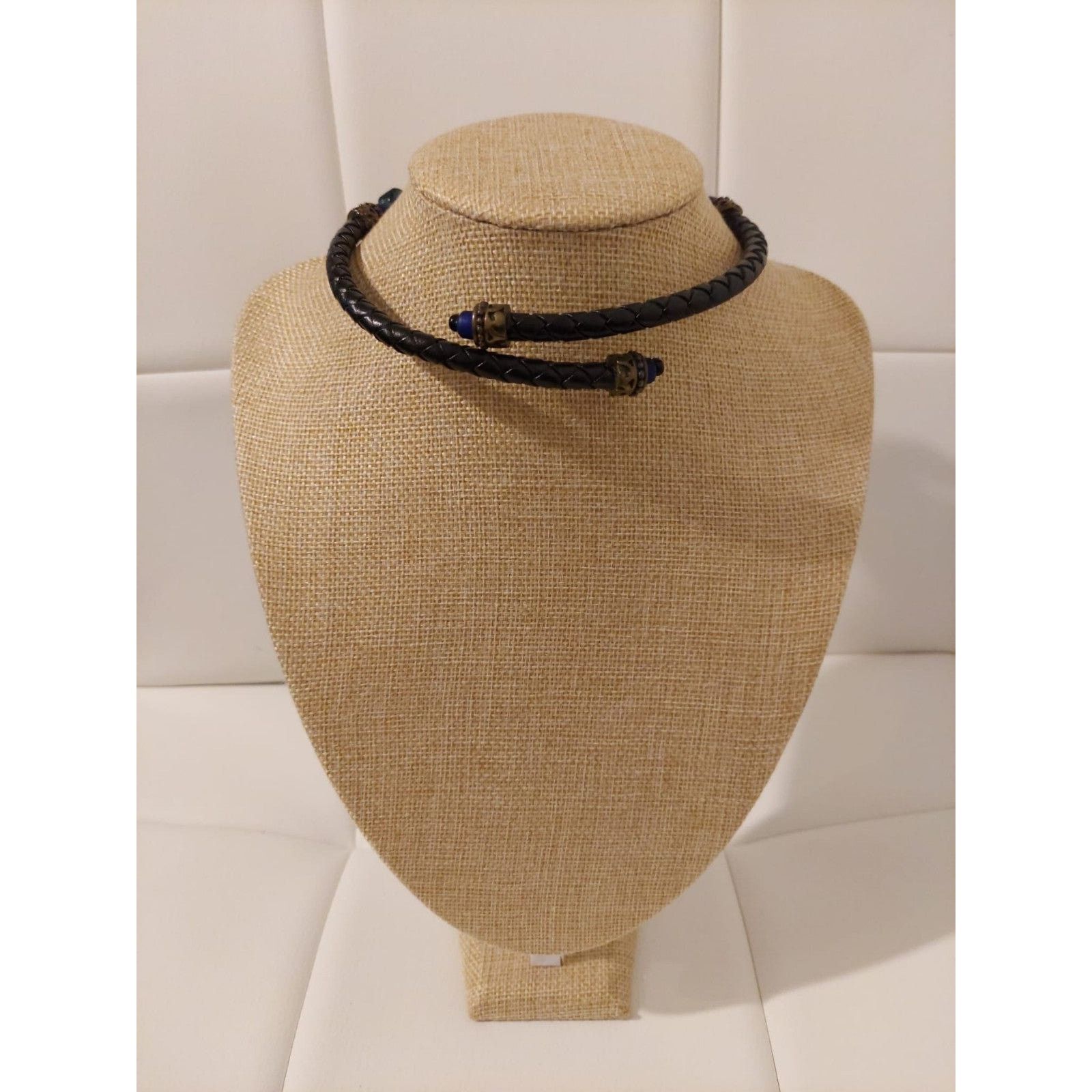 Chicos Vintage Chico's Black Blue Enamel Glass Beads 12" Choker Size ONE SIZE - 2 Thumbnail