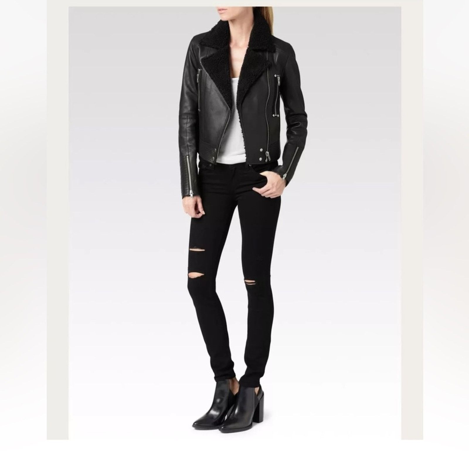 Paige PAIGE Rooney Black Leather Moto Jacket *S *NWT Size S / US 4 / IT 40 - 7 Thumbnail