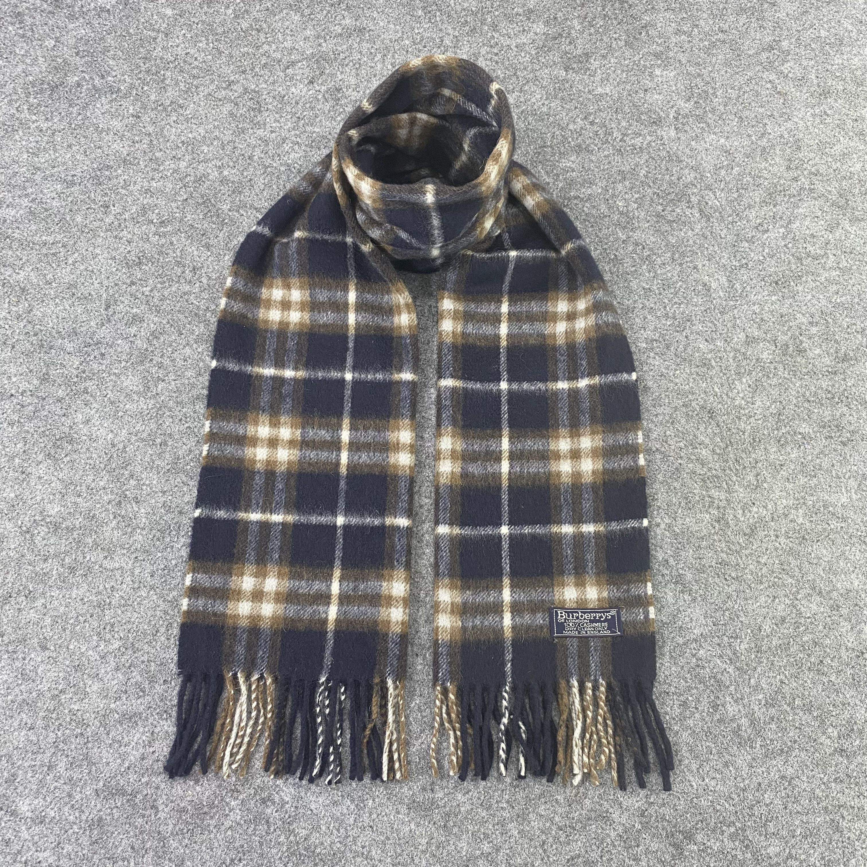 Burberry × Vintage VINTAGE BURBERRY 💯% CASHMERE Scarf/Muffler/Neckwear-T1124 Size ONE SIZE - 1 Thumbnail