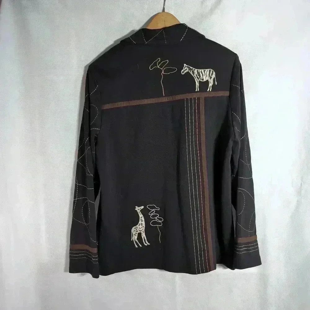 Designer Allison Daley Jungle Embroidered Jacket Black sz S Giraffe Size S / US 4 / IT 40 - 3 Thumbnail