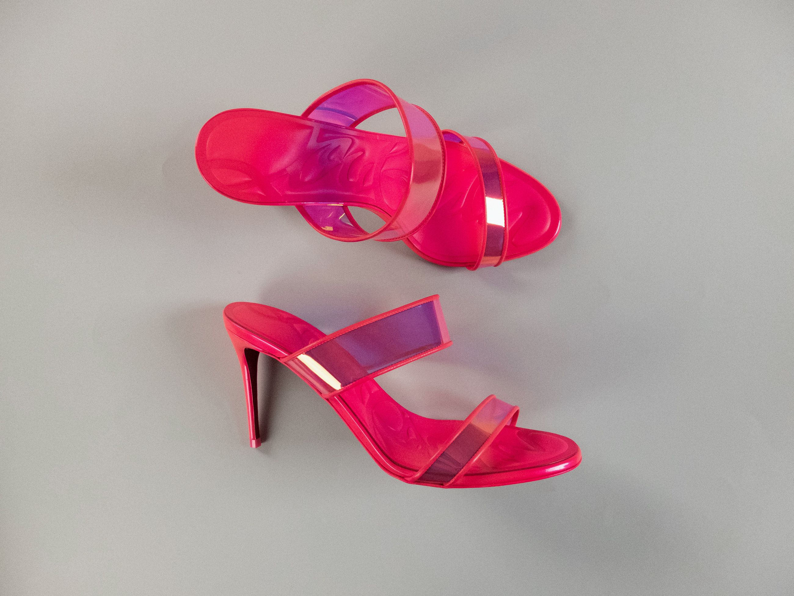 Christian Louboutin CHRISTIAN LOUBOUTIN Just Loubi pink PVC leather trim mules Size US 8.5 / IT 38.5 - 6 Thumbnail