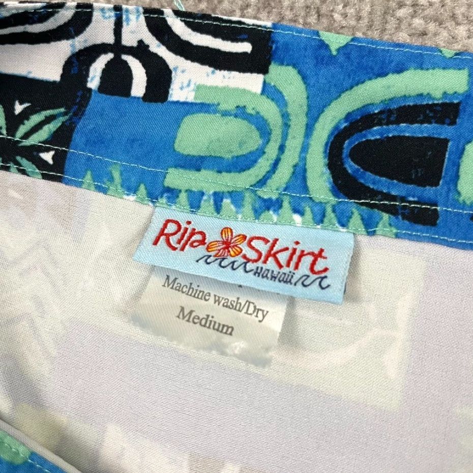 Vintage RipSkirt Hawaii Wrap Skirt Womens Medium Adjustable Waist Blue Green Geometric Beach Wrap Size 32" / US 10 / IT 46 - 2 Thumbnail