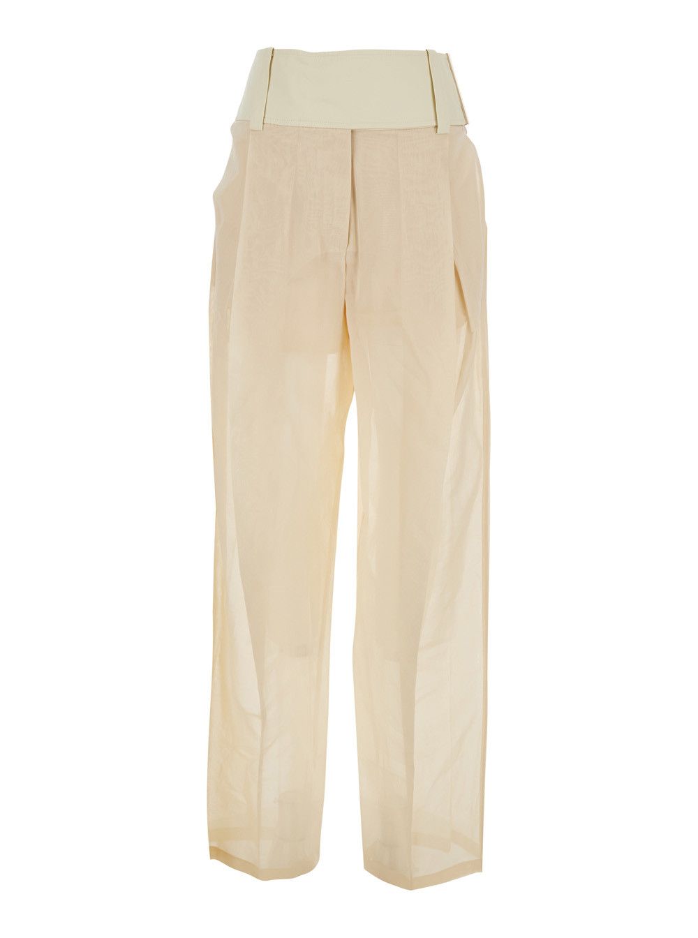Sportmax SPSFERITO Pants with Elegant Design in White Cotton for Women Size 28" / US 6 / IT 42 - 1 Thumbnail