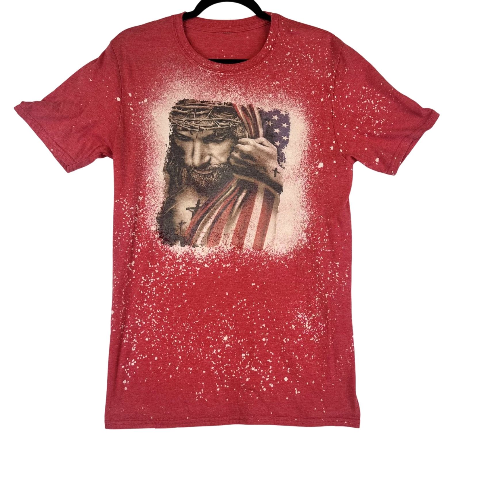 Vintage Jesus Patriotic Shirt Mens Large Red American Flag Cross Religious Tee Size US L / EU 52-54 / 3 - 2 Thumbnail